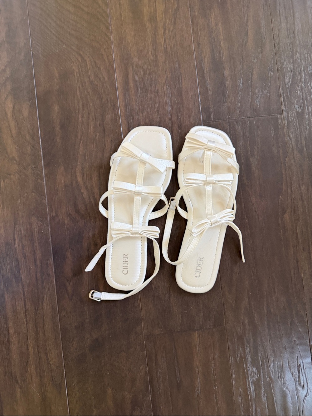 Cider Cream Strappy Square-Toe Tie Sandals